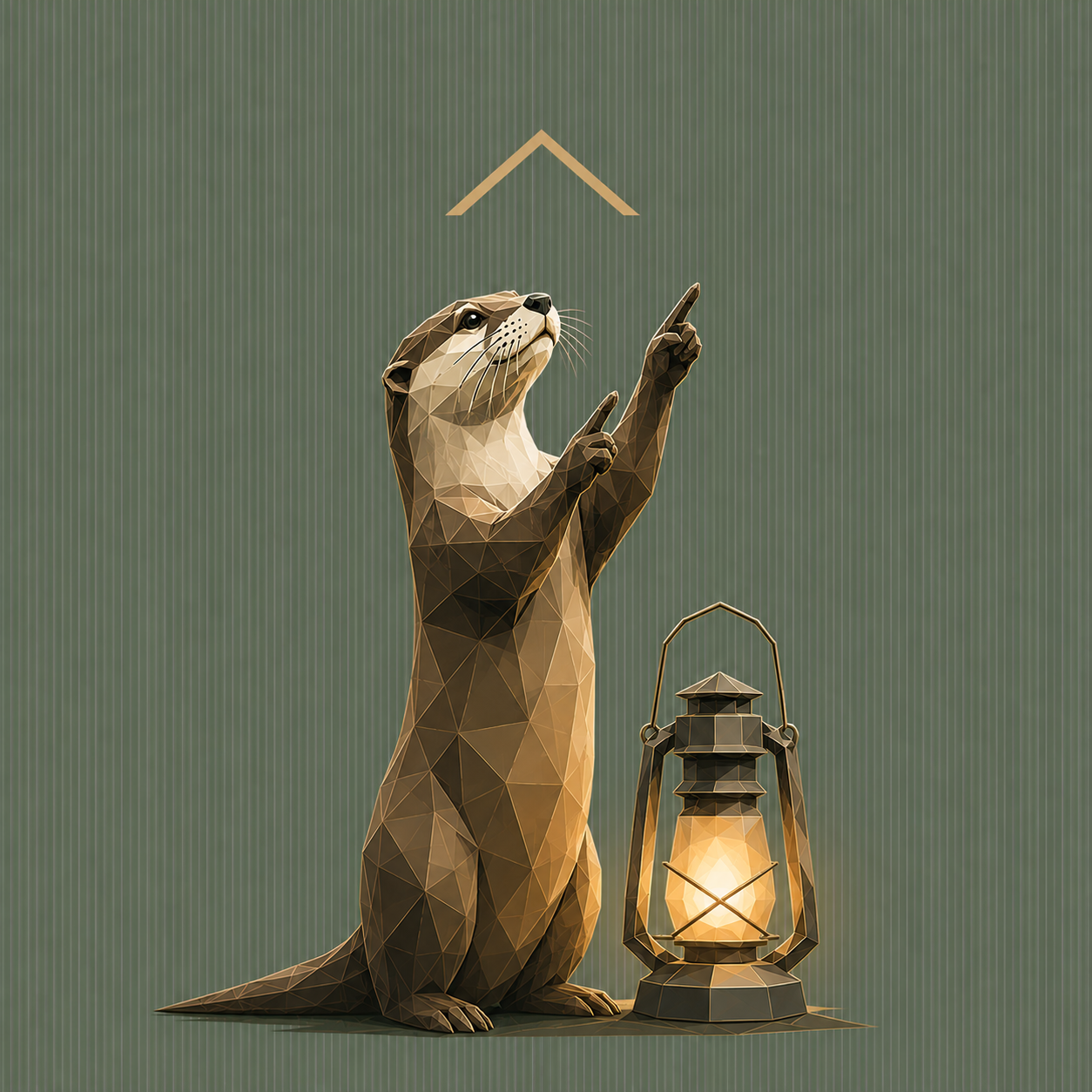 Ilustración de la mascota de Ready to Prepare: nutria low-poly con farol